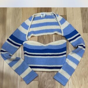 Princess Polly Blue Striped Bolero Knit Top